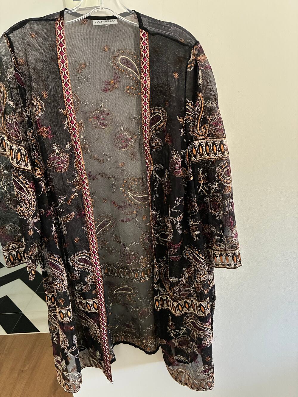 Catherines Kimono Sheer Open Front Wrap Top One Size Plus Boho Whimsigoth Goth